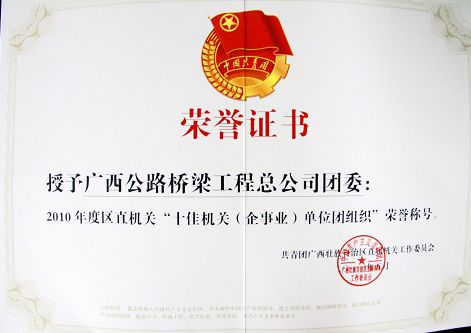 公司团委获2010年度区直机关“十佳团组织” - 企业要闻 - J9集团